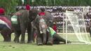 Слонове играят футбол срещу студенти (ВИДЕО)