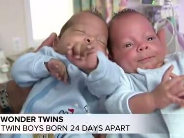 Близнаци се раждат с 24 дни разлика (ВИДЕО)