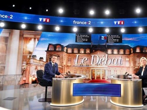 Крайнодесният лидер Марин Льо Пен и настоящият френски президент Еманюел Макрон проведоха ожесточен дебат за отношенията