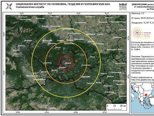 Земетресение с магнитуд 2 5 по Рихтер е регистрирано рано тази сутрин в района