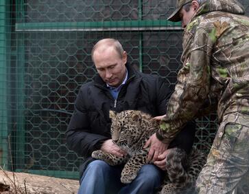 Путин влезе в клетката на леопард (СНИМКИ/ВИДЕО)