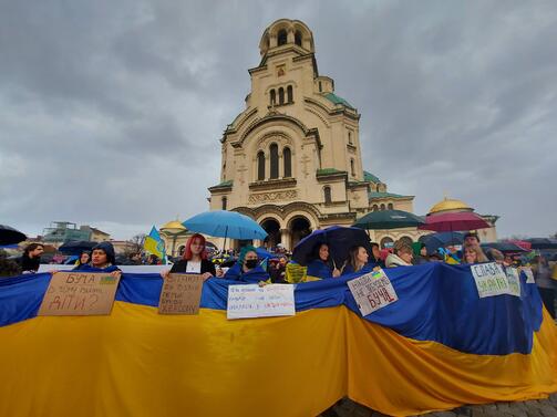 Мирно шествие в подкрепа на Украйна срещу руската агресия се