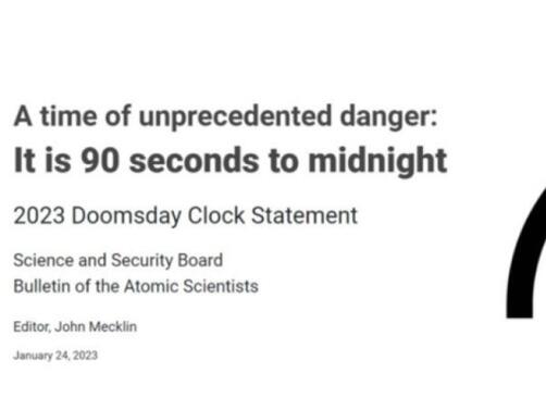 Часовникът на Страшния съд вече е само на 90 секунди