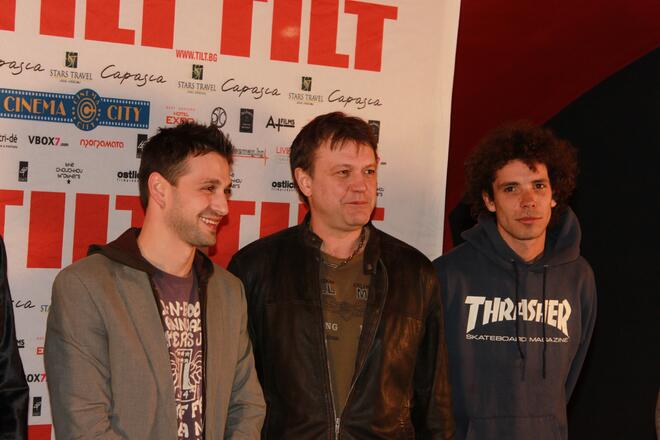 Александър Сано, Георги Стайков и Явор Бахаров на официалното представяне на "Тилт" (отляво надясно)