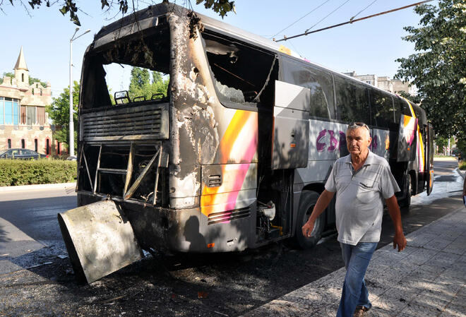 Автобус се запали в Хасково - няма пострадали