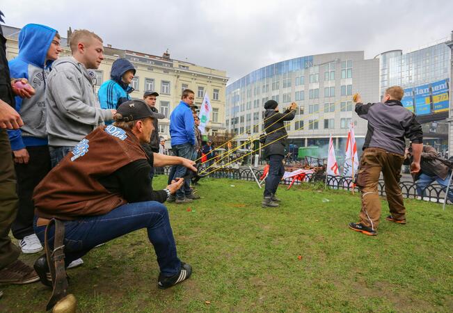 Кадър от протеста в Брюксел