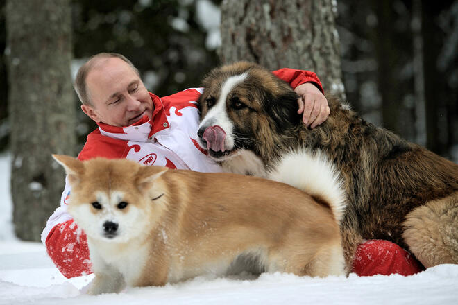 Путин, в компанията на Бъфи и Юми, се радва на снега