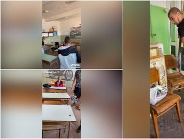 Ученици в Пловдив палят чинове и столове в школото ВИДЕО
