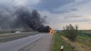Джип с нелегални мигранти изгоря на автомагистрала "Тракия" (ОБНОВЕНА, СНИМКИ)