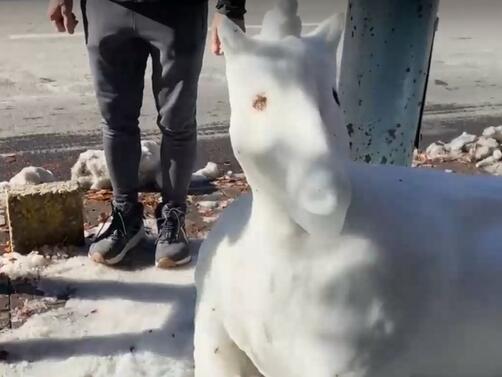 Снежна скулптура прикова погледите на пловдивчани и се превърна в