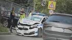 Тежка катастрофа с полицейски автомобил в центъра на София
